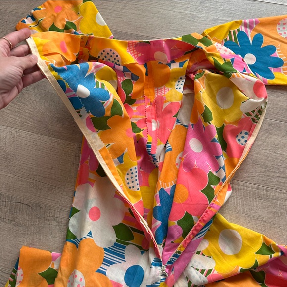 Vintage 70s Handmade Floral Flower Power Jumpsuit - Picture 6 of 10